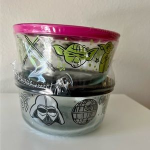 Star Wars Pyrex Glass Storage Container Darth Vader, Death Star, Yoda. NEW